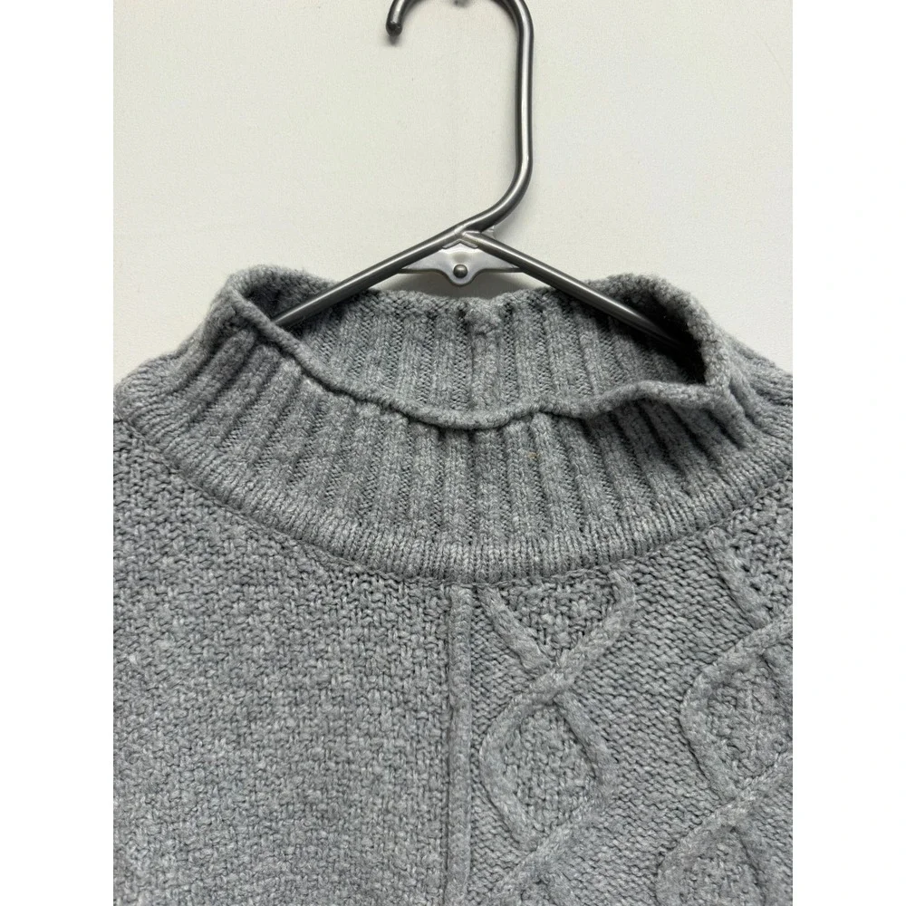 American Eagle Roll Neck Cable Knit Gray Sweater Large Oversized - Picture 3 of 8